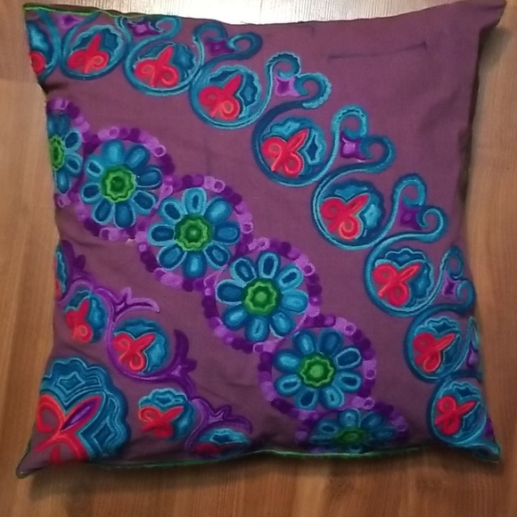 Colorful hand stitched accent pillow - Picture 1 of 5